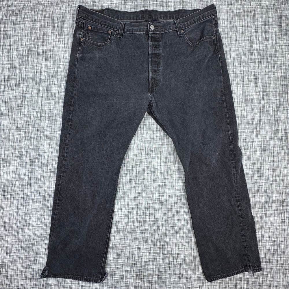 Levis 501 Jeans Mens 42x32 Black Original Straight Leg Button Fly Cotton Denim